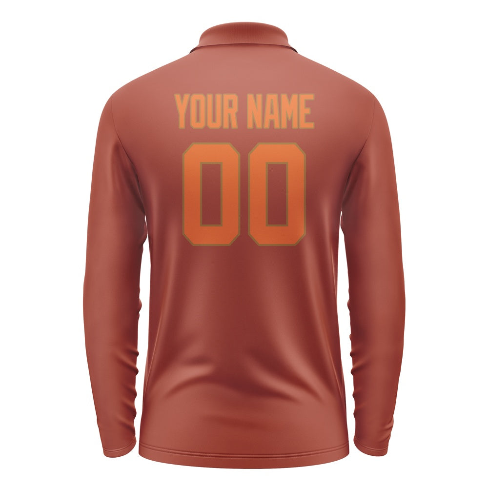 Custom Coral Red Orange Long Sleeve Polo Shirt