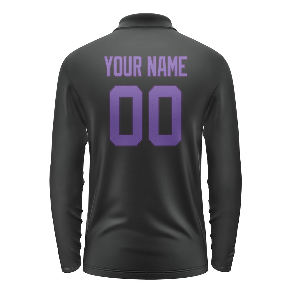 Custom Black Light Purple Long Sleeve Polo Shirt