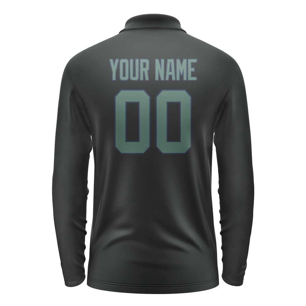 Custom Black Blue Green Long Sleeve Polo Shirt
