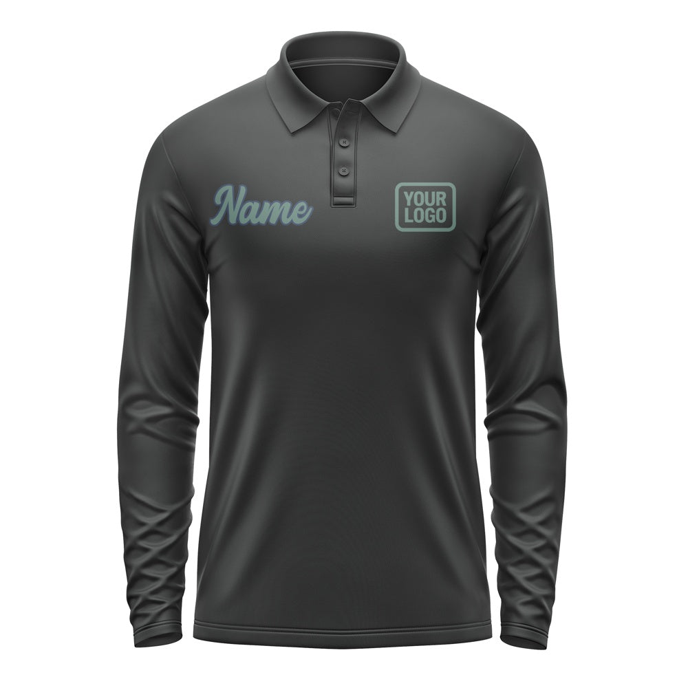 Custom Black Blue Green Long Sleeve Polo Shirt