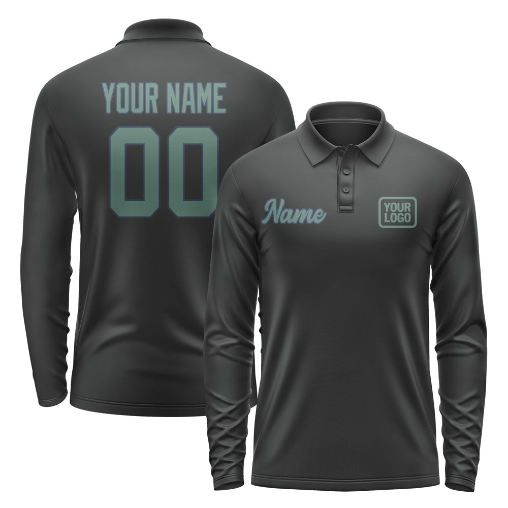 Custom Black Blue Green Long Sleeve Polo Shirt