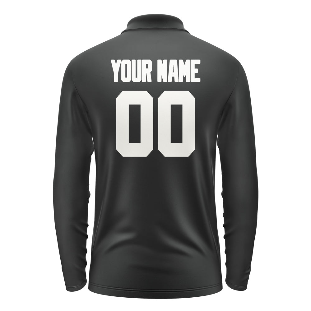 Custom Black White Long Sleeve Polo Shirt