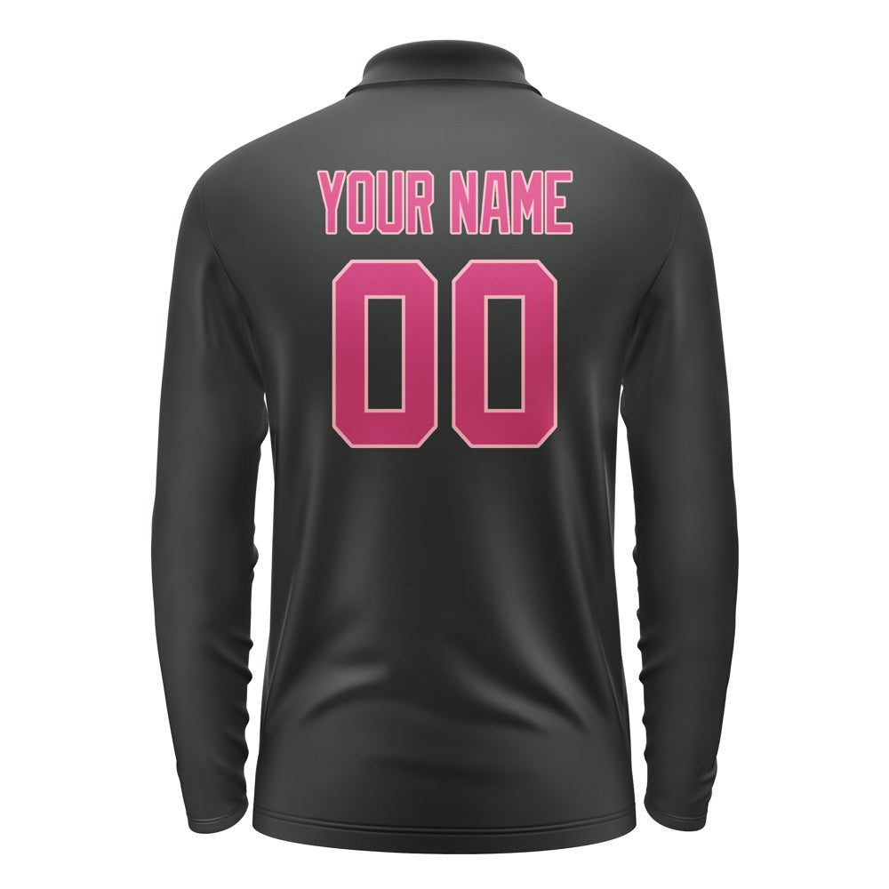 Custom Black Pink Long Sleeve Polo Shirt