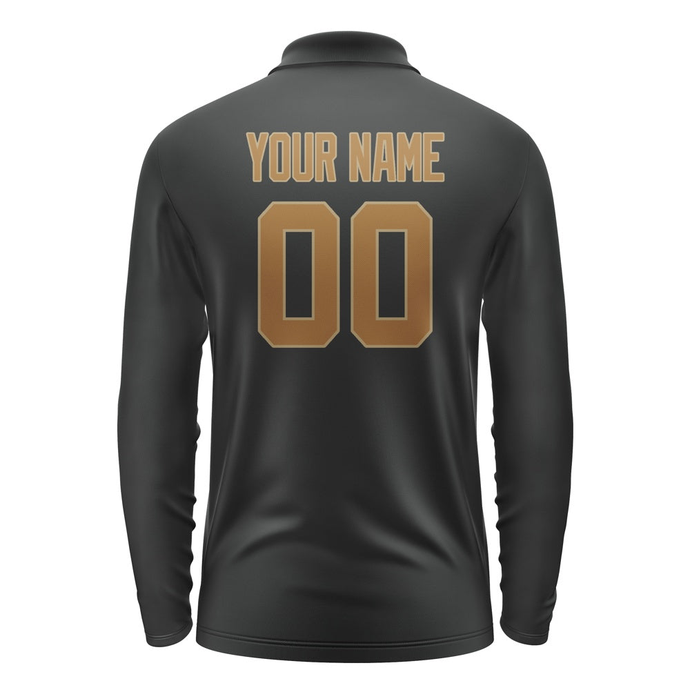 Custom Black Khaki Long Sleeve Polo Shirt