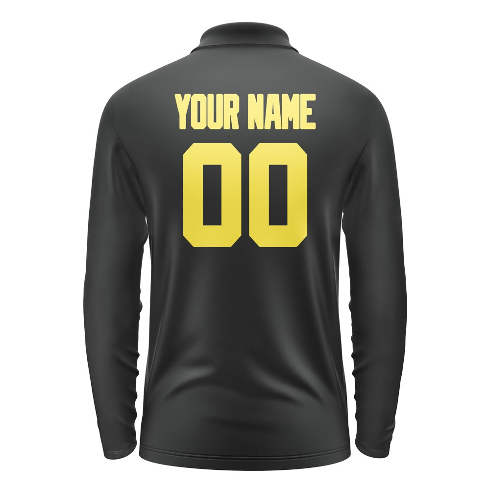 Custom Black Light Yellow Long Sleeve Polo Shirt