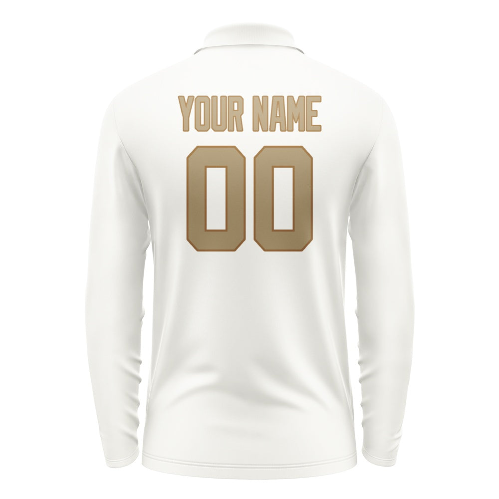 Custom White Light Khaki Long Sleeve Polo Shirt