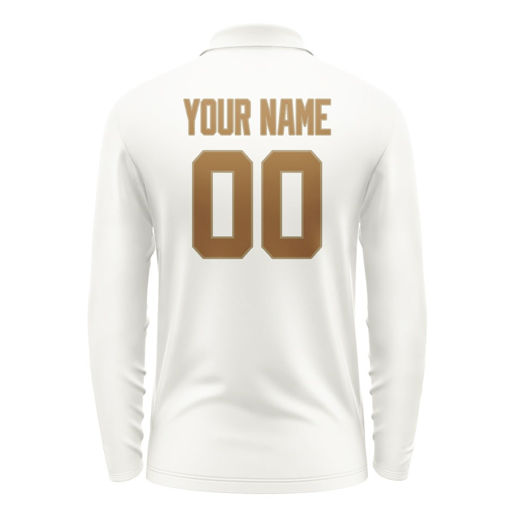 Custom White Khaki Long Sleeve Polo Shirt