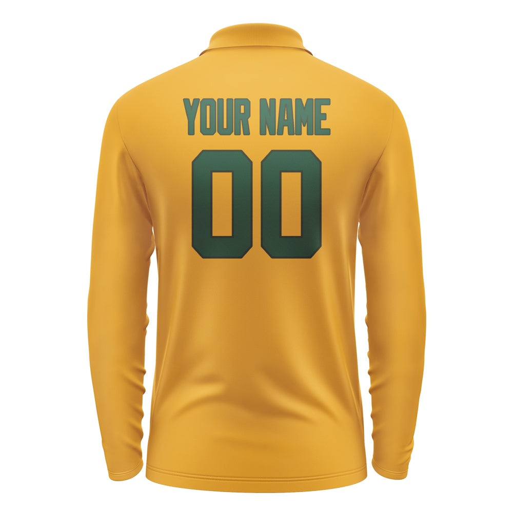 Custom Yellow Green Long Sleeve Polo Shirt