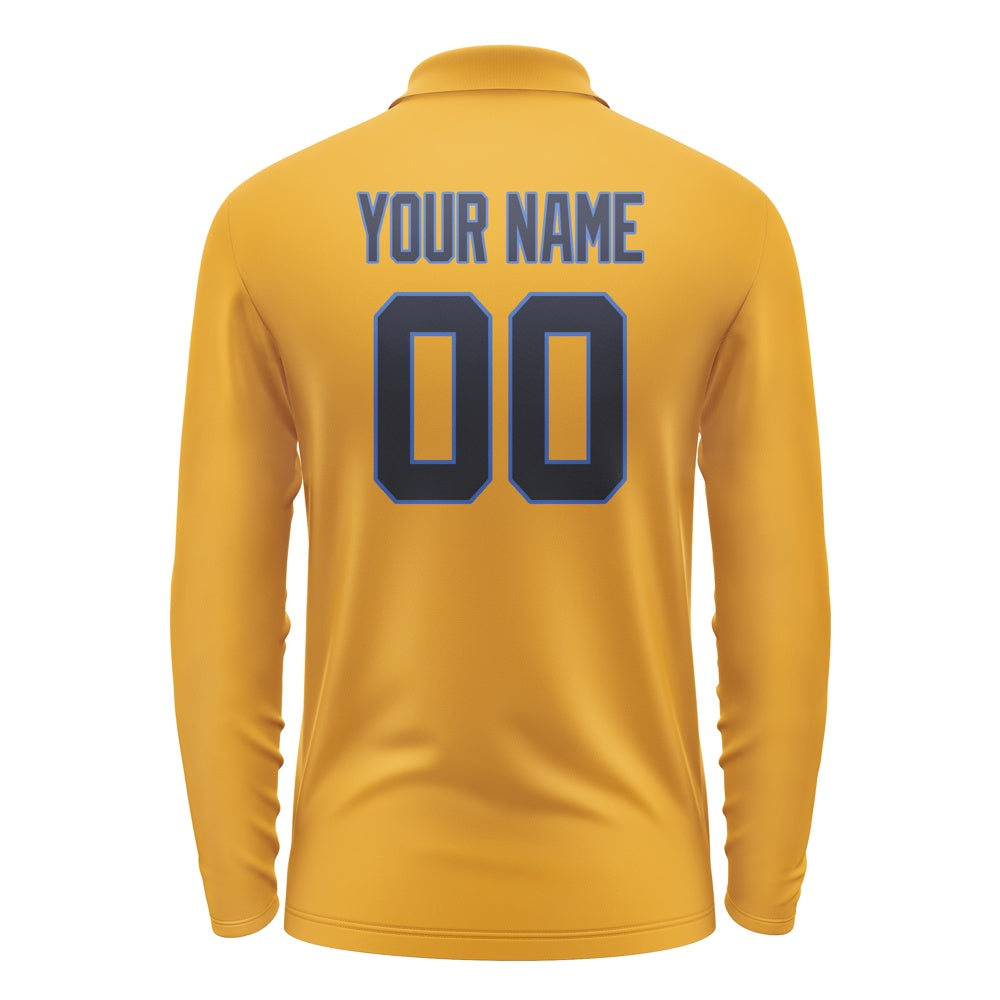 Custom Yellow Navy Long Sleeve Polo Shirt