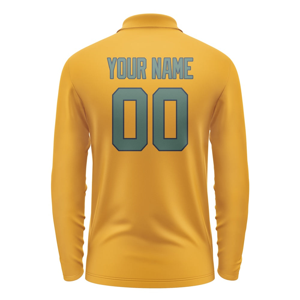 Custom Yellow Blue Green Long Sleeve Polo Shirt