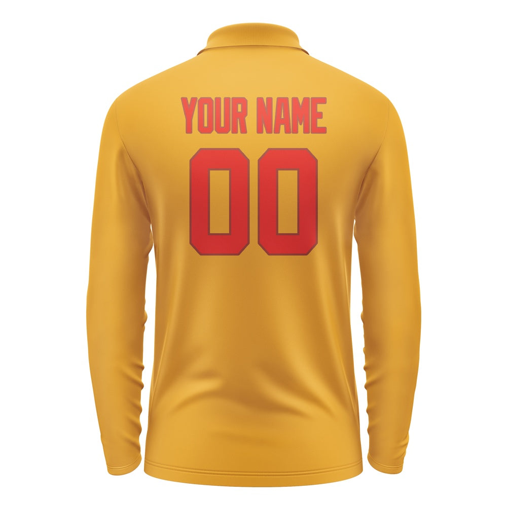 Custom Yellow Orange Red Long Sleeve Polo Shirt