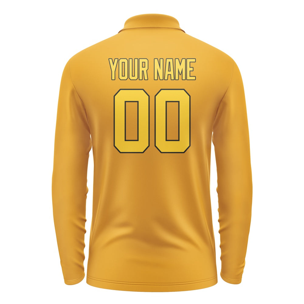 Custom Yellow Gold Long Sleeve Polo Shirt