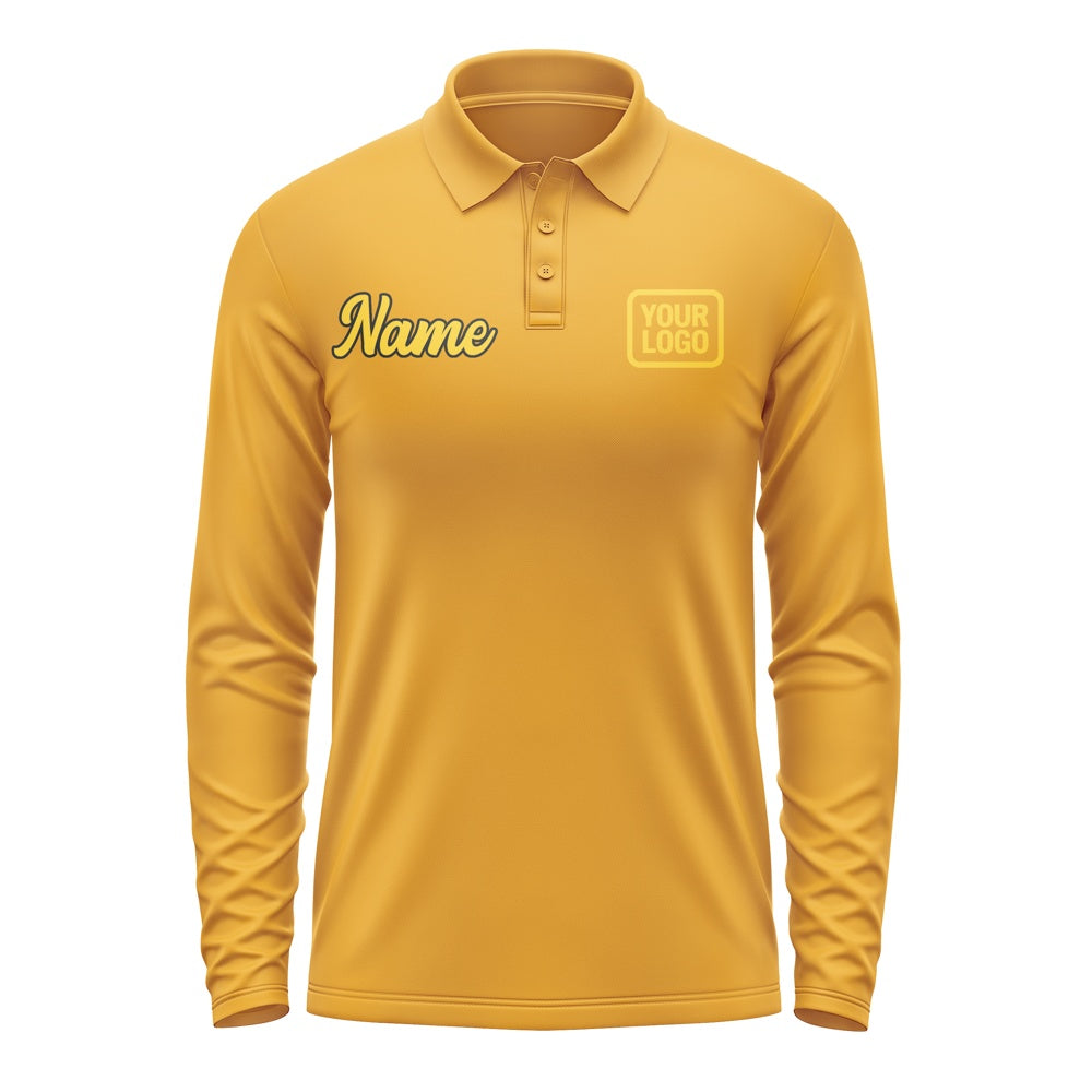 Custom Yellow Gold Long Sleeve Polo Shirt