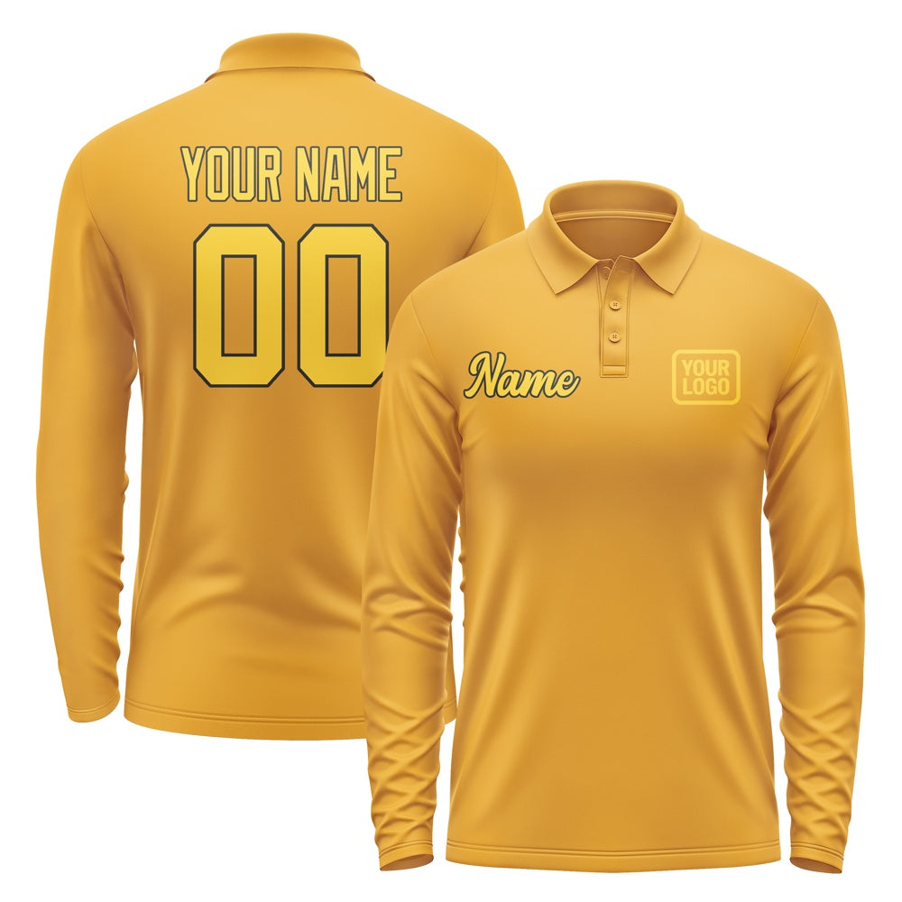 Custom Yellow Gold Long Sleeve Polo Shirt