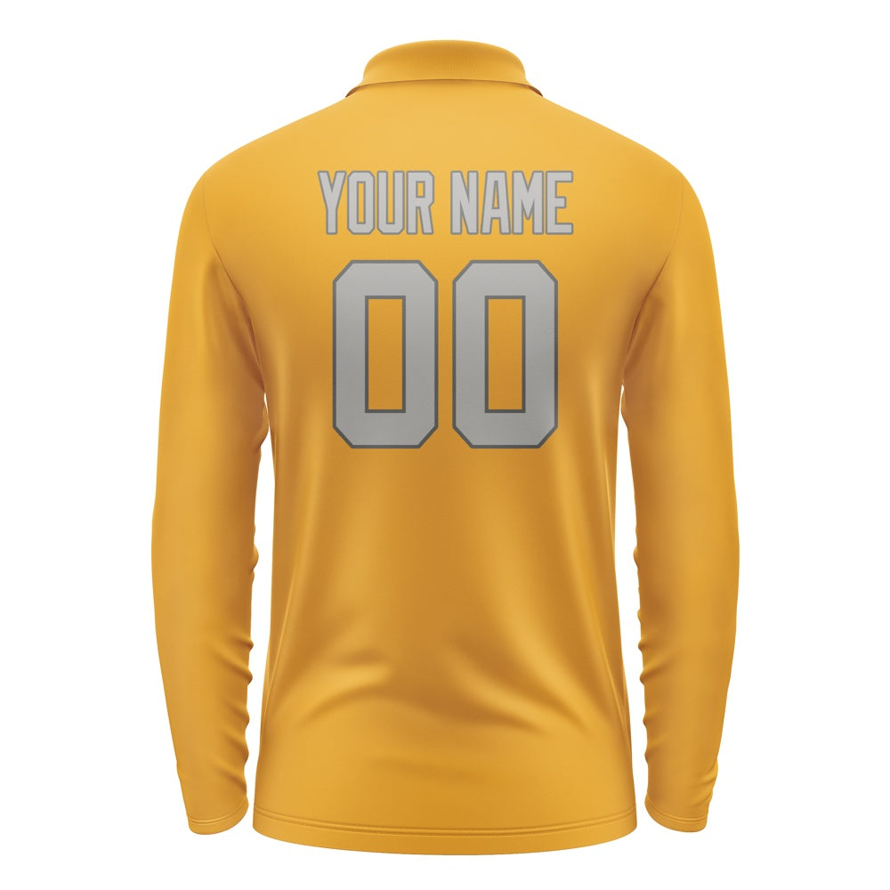 Custom Yellow Gray Long Sleeve Polo Shirt