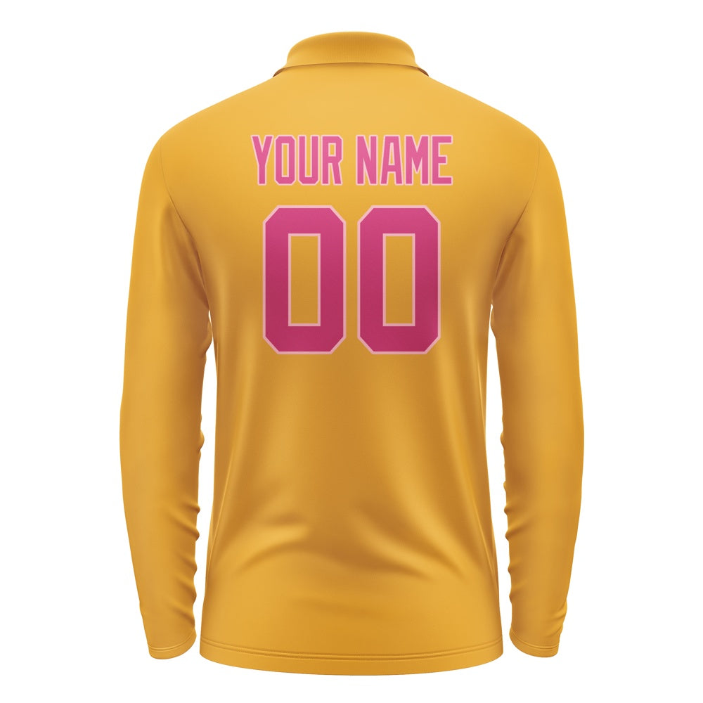 Custom Yellow Pink Long Sleeve Polo Shirt