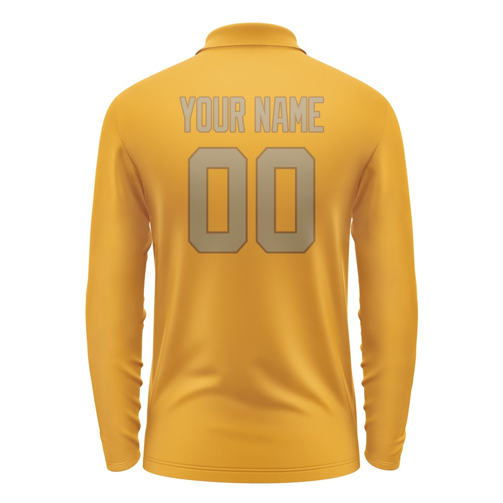 Custom Yellow Light Khaki Long Sleeve Polo Shirt