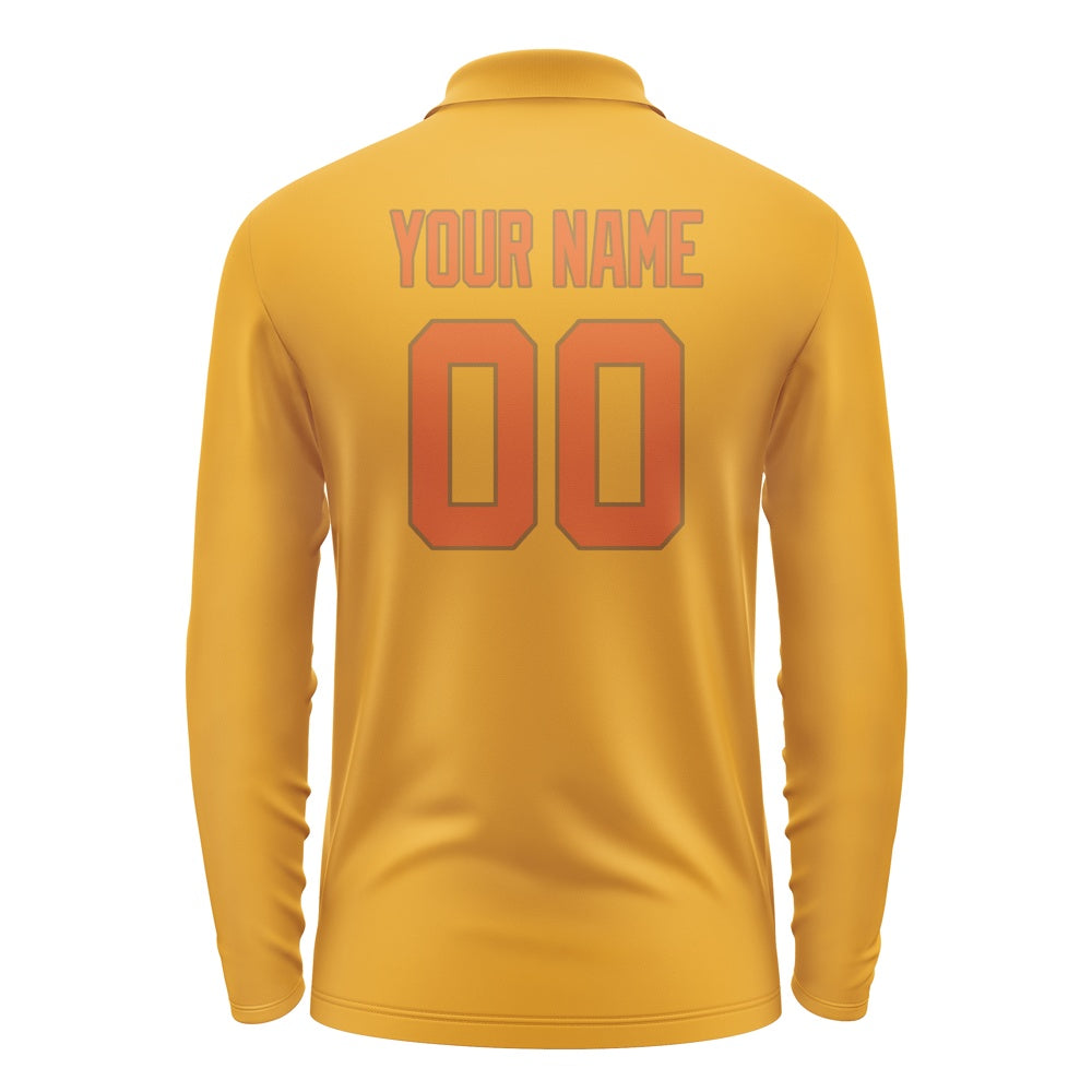 Custom Yellow Orange Long Sleeve Polo Shirt