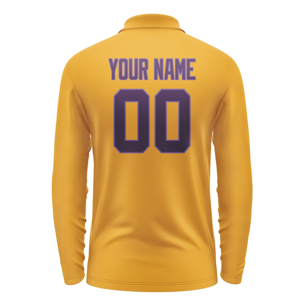 Custom Yellow Purple Long Sleeve Polo Shirt