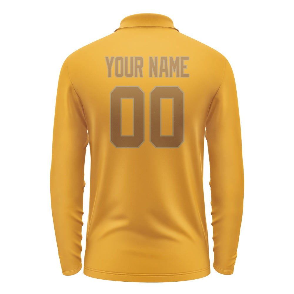 Custom Yellow Khaki Long Sleeve Polo Shirt