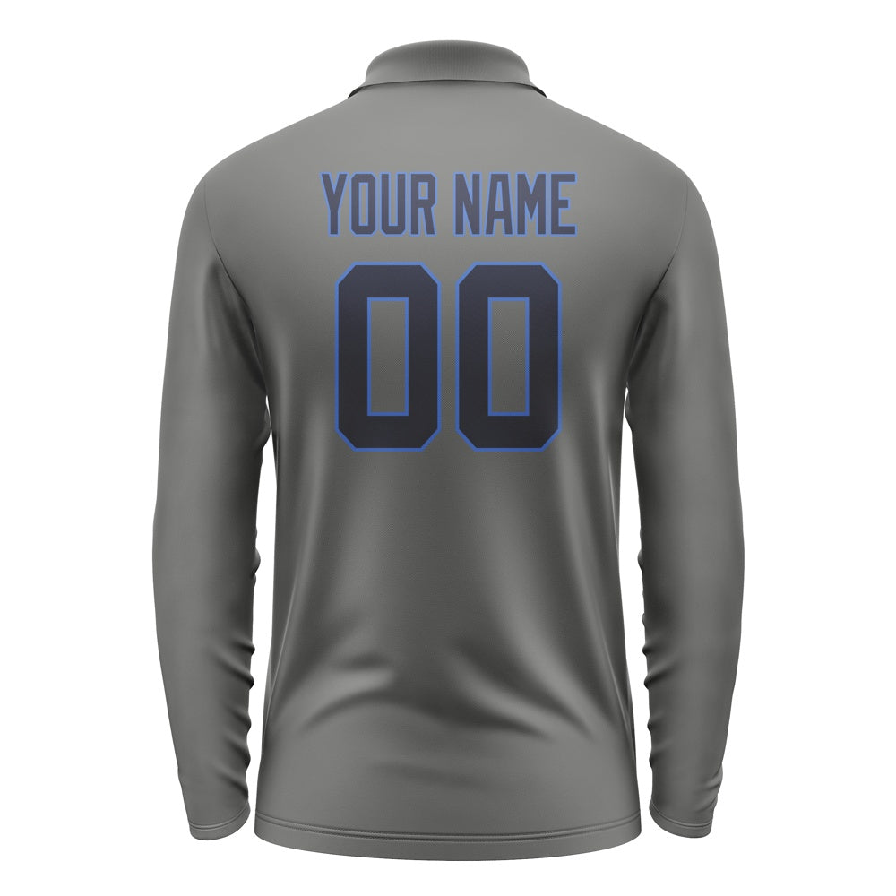 Custom Dark Grey Navy Long Sleeve Polo Shirt