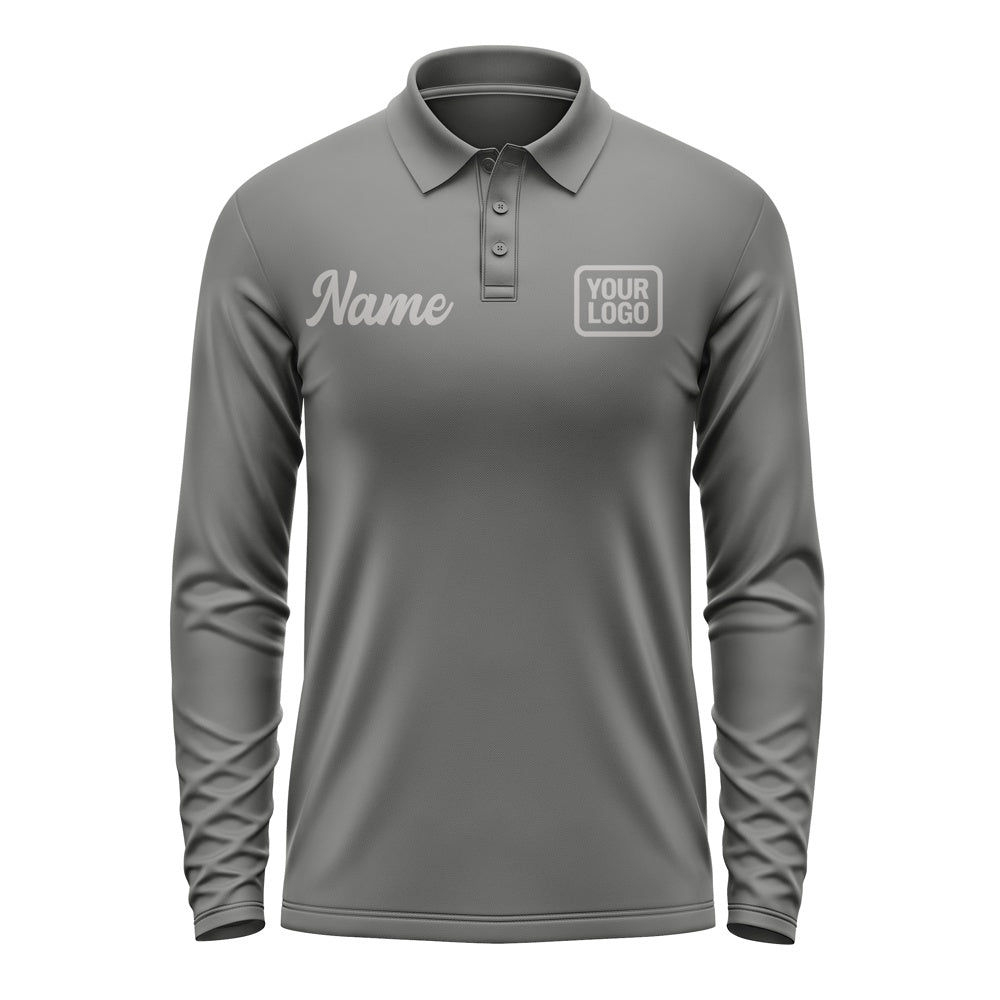 Custom Dark Grey Gray Long Sleeve Polo Shirt