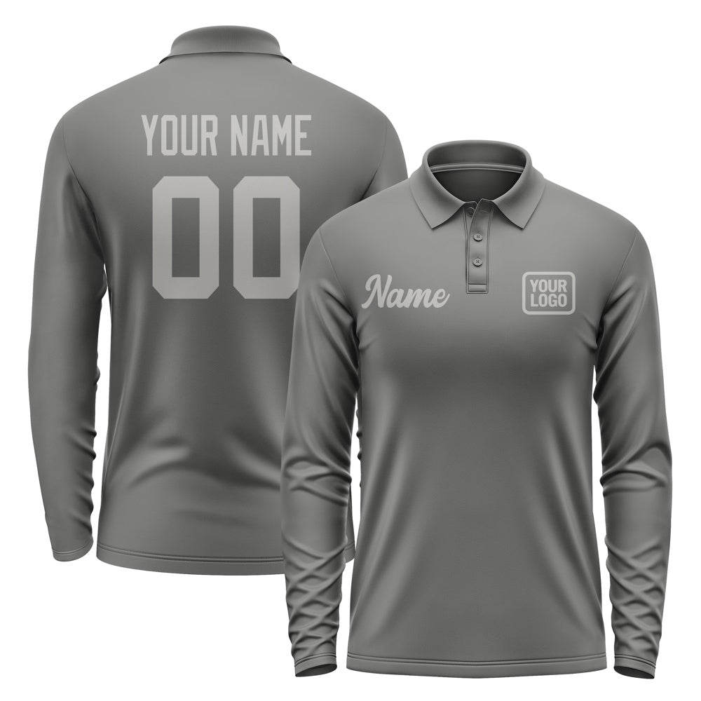 Custom Dark Grey Gray Long Sleeve Polo Shirt