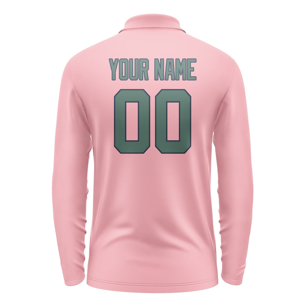 Custom Light Pink Blue Green Long Sleeve Polo Shirt