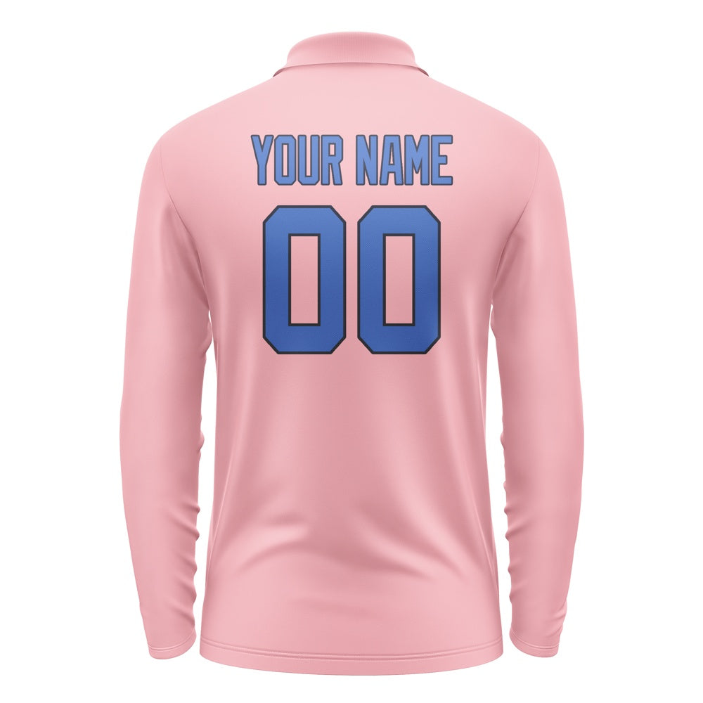 Custom Light Pink Sky Blue Long Sleeve Polo Shirt