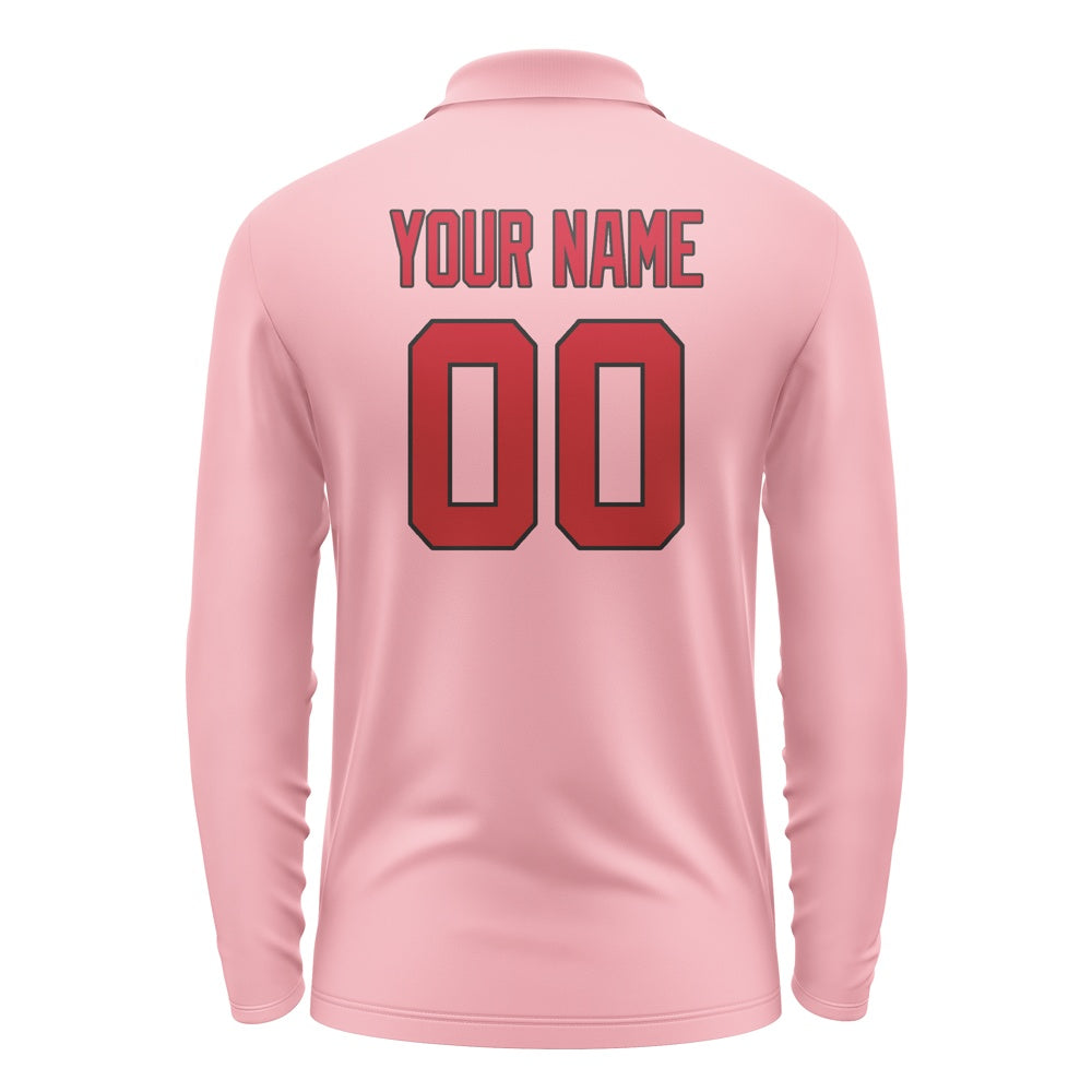 Custom Light Pink Red Long Sleeve Polo Shirt