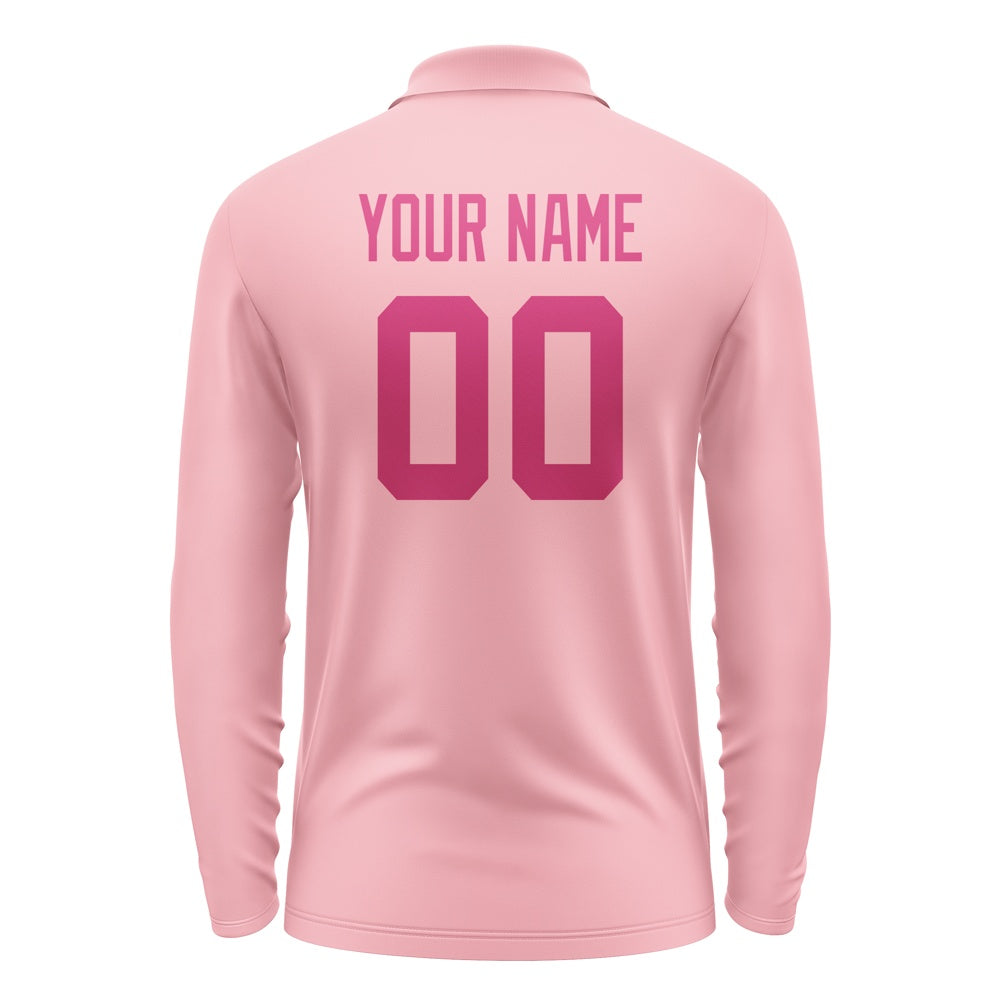 Custom Light Pink Pink Long Sleeve Polo Shirt