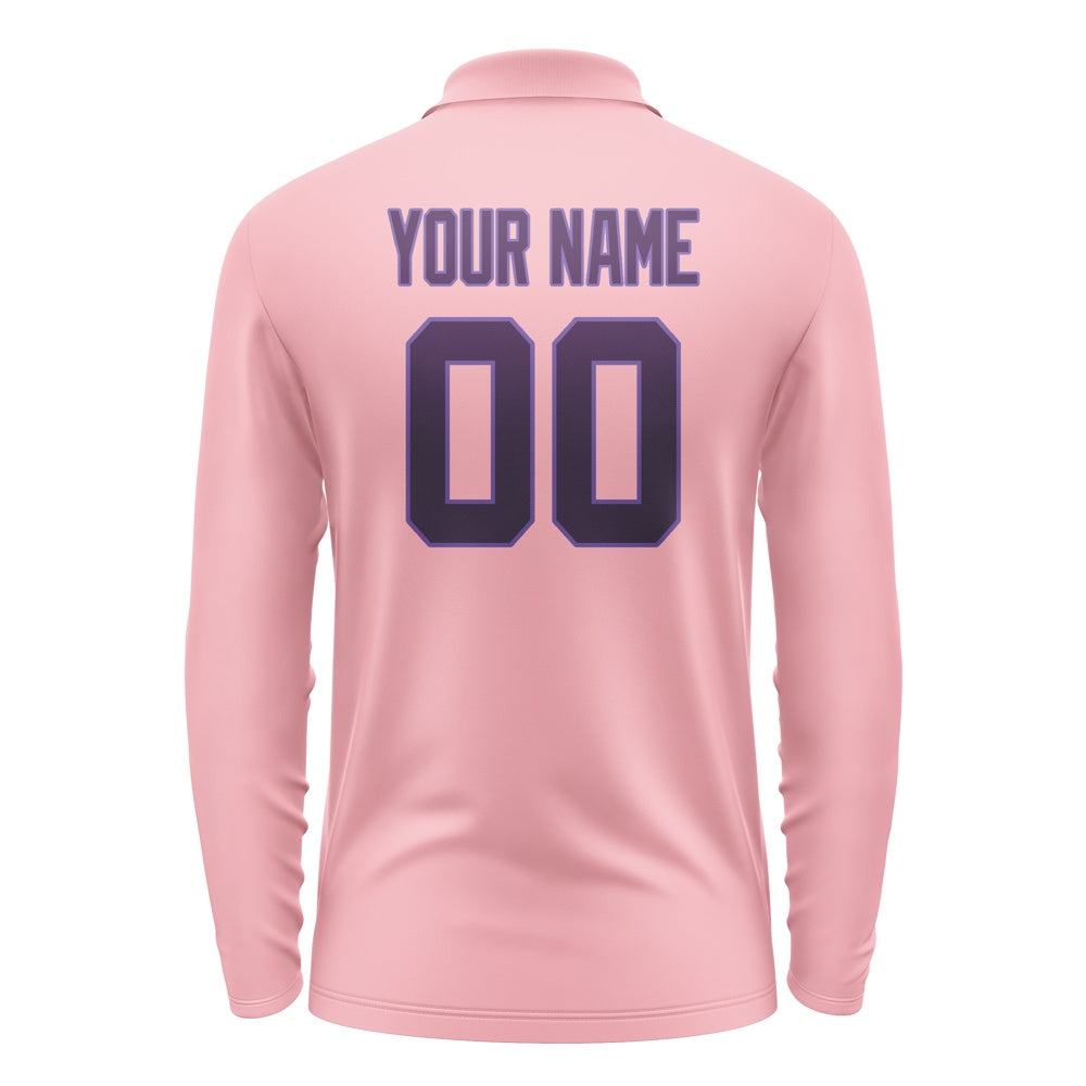 Custom Light Pink Purple Long Sleeve Polo Shirt