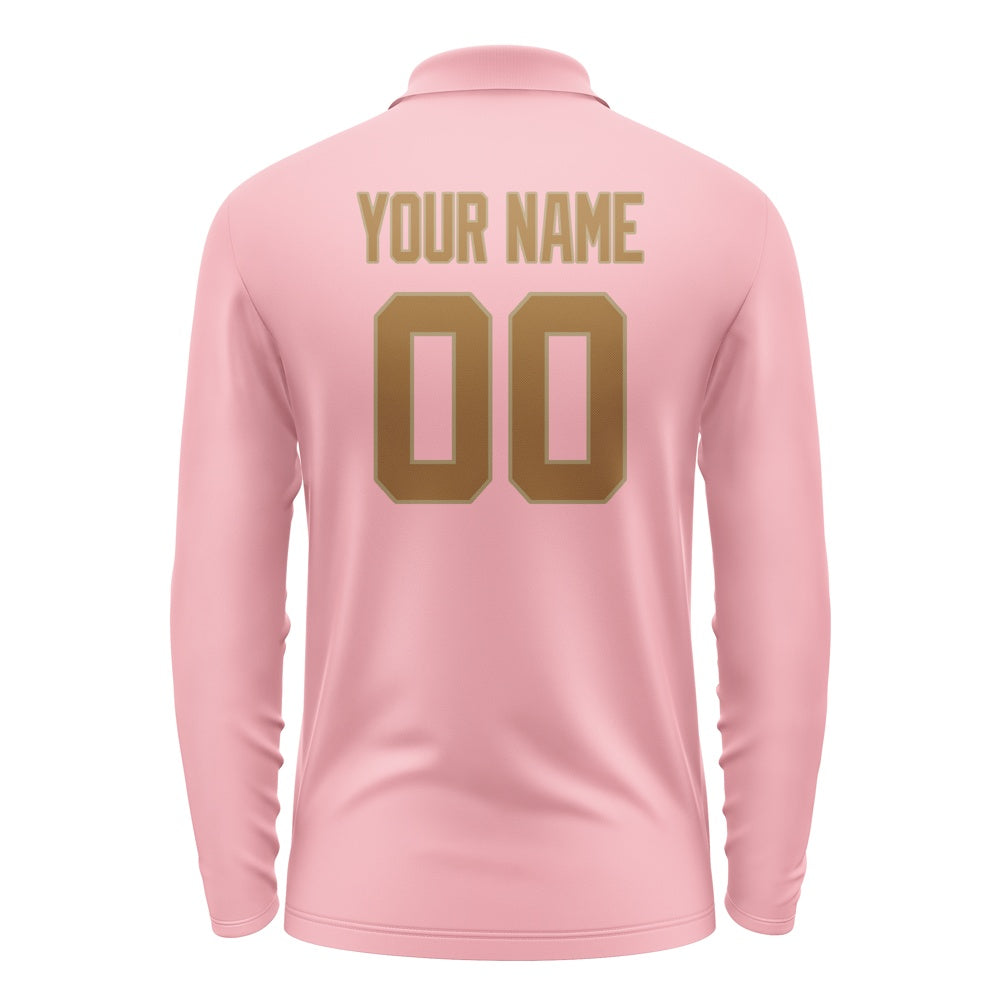 Custom Light Pink Khaki Long Sleeve Polo Shirt