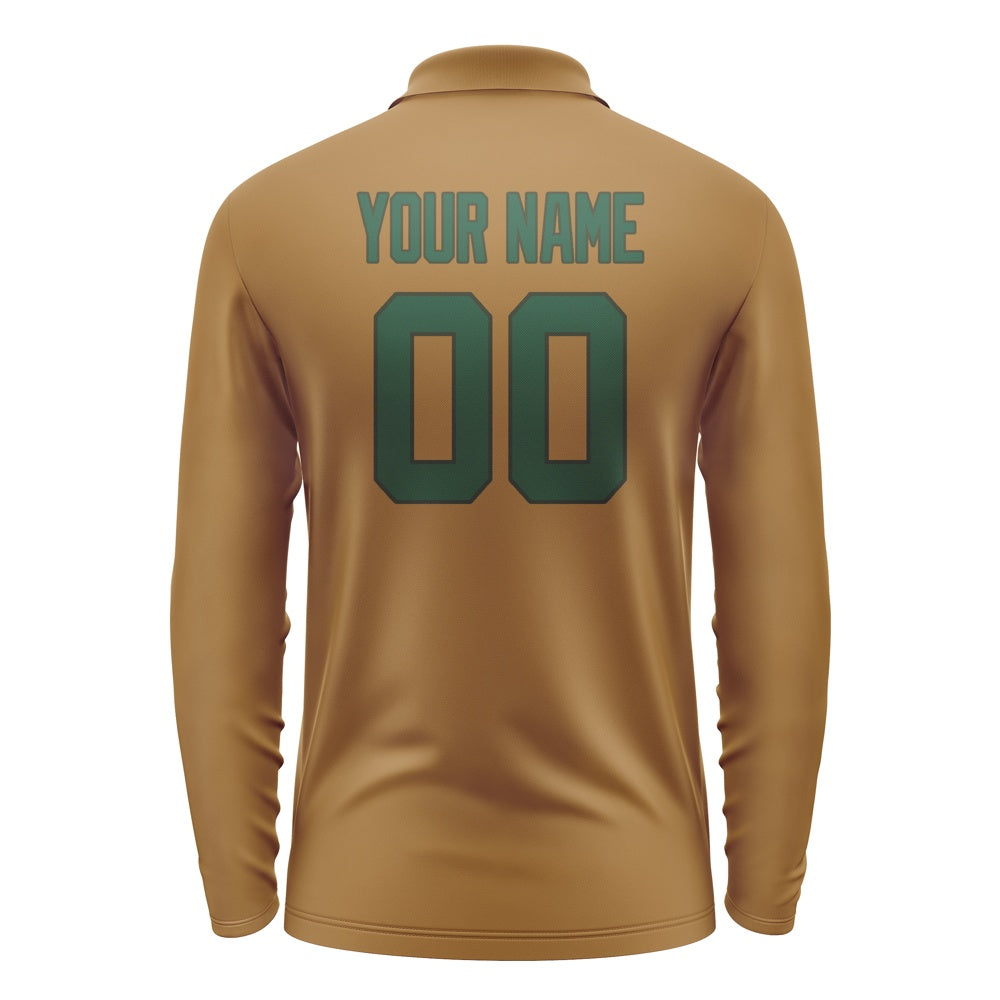 Custom Khaki Green Long Sleeve Polo Shirt