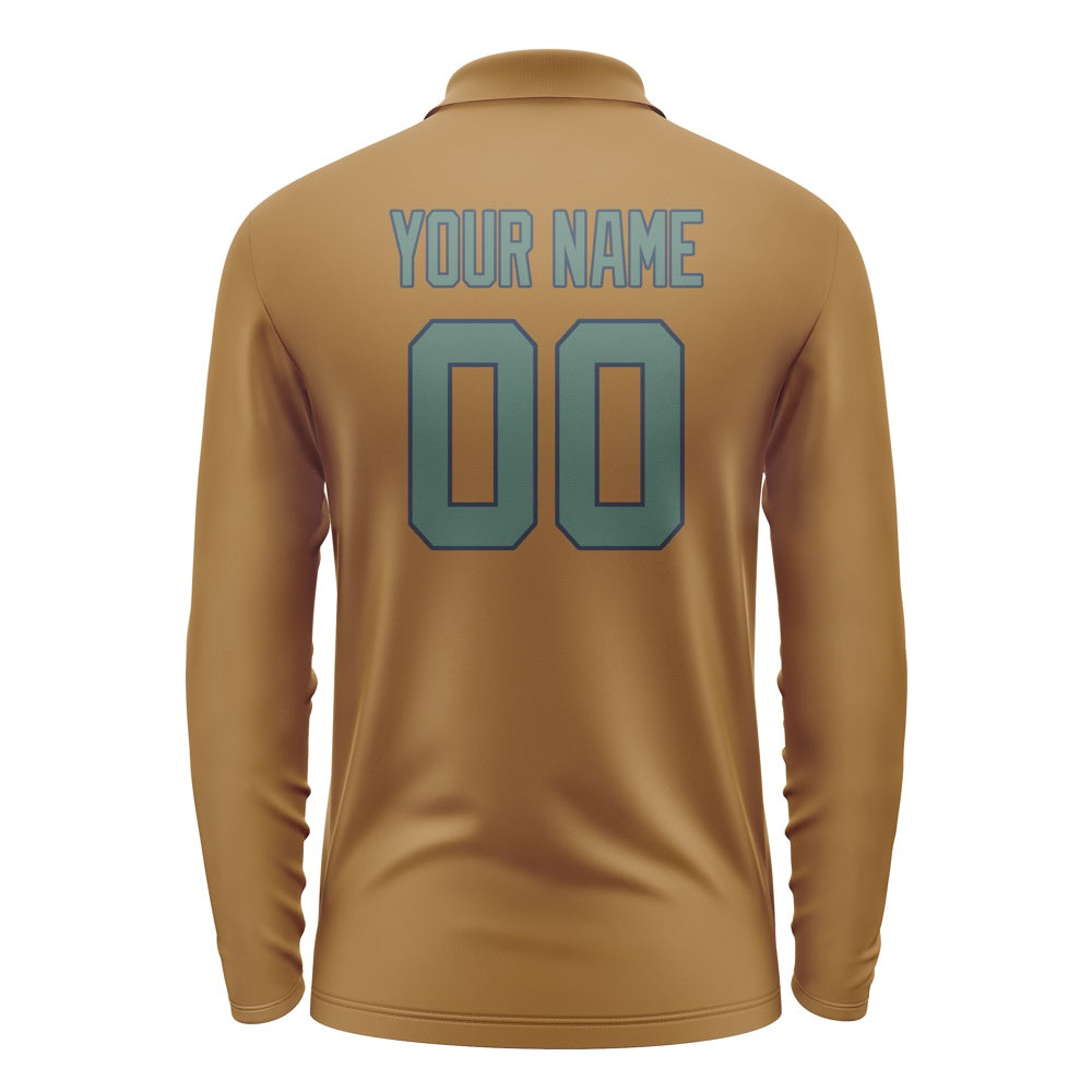 Custom Khaki Blue Green Long Sleeve Polo Shirt