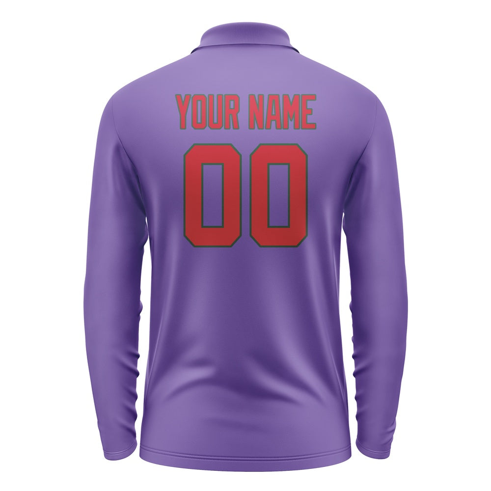 Custom Light Purple Red Long Sleeve Polo Shirt