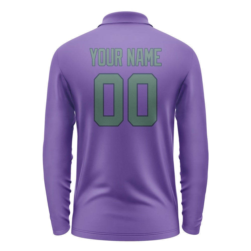 Custom Light Purple Blue Green Long Sleeve Polo Shirt