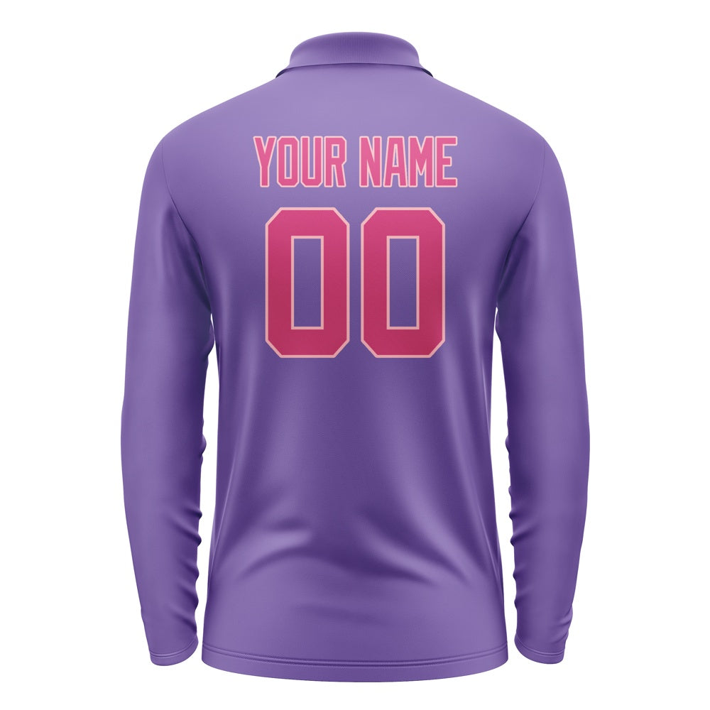 Custom Light Purple Pink Long Sleeve Polo Shirt