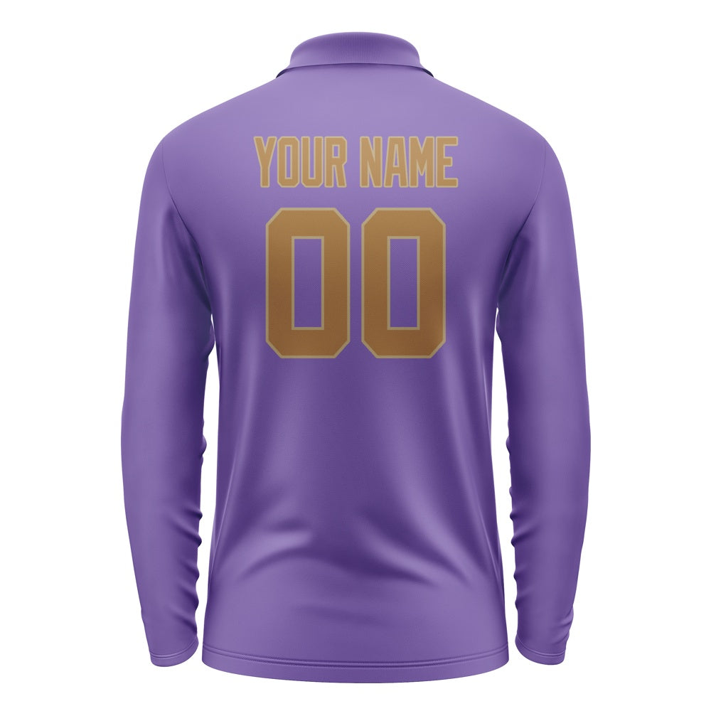 Custom Light Purple Khaki Long Sleeve Polo Shirt