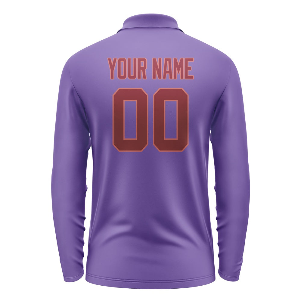 Custom Light Purple Crimson Red Long Sleeve Polo Shirt