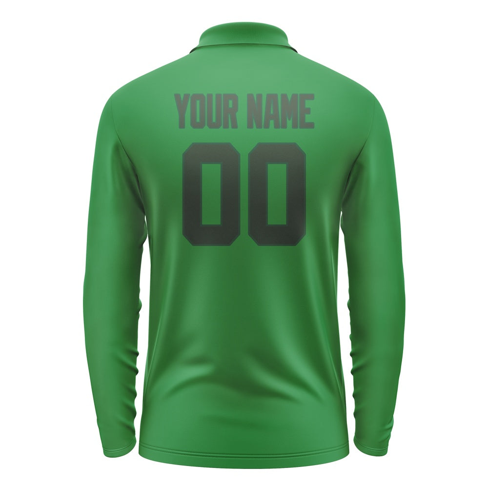 Custom Emerald Green Dark Green Long Sleeve Polo Shirt