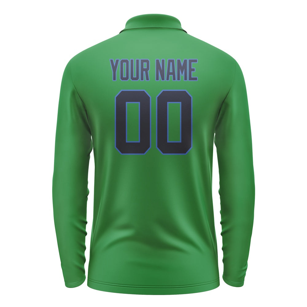 Custom Emerald Green Navy Long Sleeve Polo Shirt