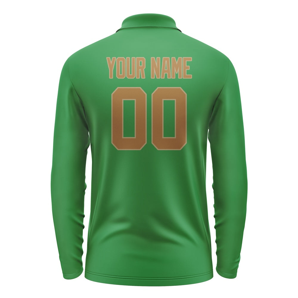 Custom Emerald Green Khaki Long Sleeve Polo Shirt