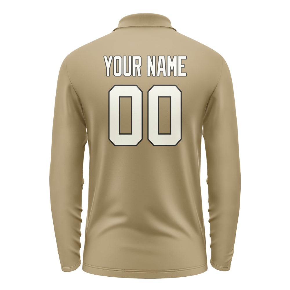 Custom Light Khaki Cream Long Sleeve Polo Shirt