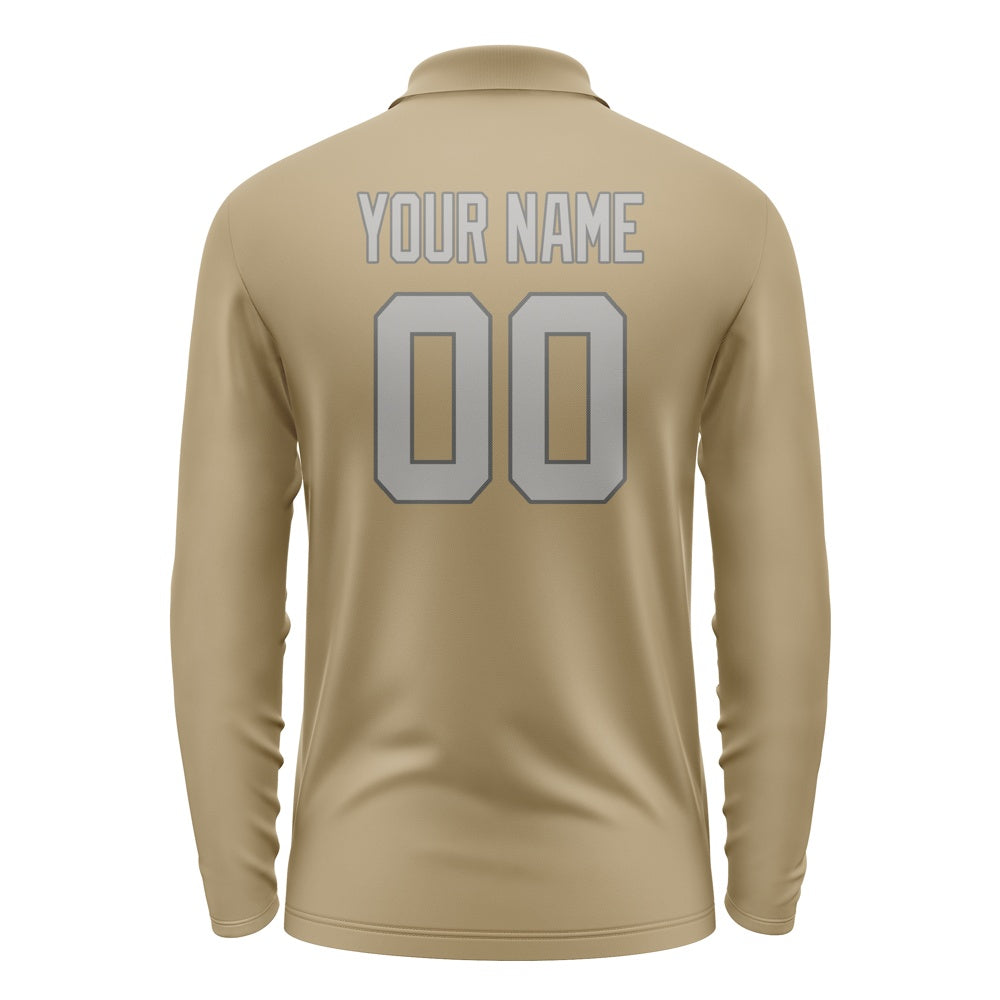 Custom Light Khaki Gray Long Sleeve Polo Shirt