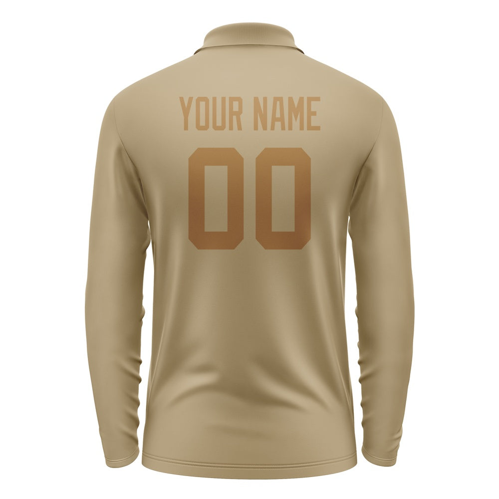 Custom Light Khaki Khaki Long Sleeve Polo Shirt