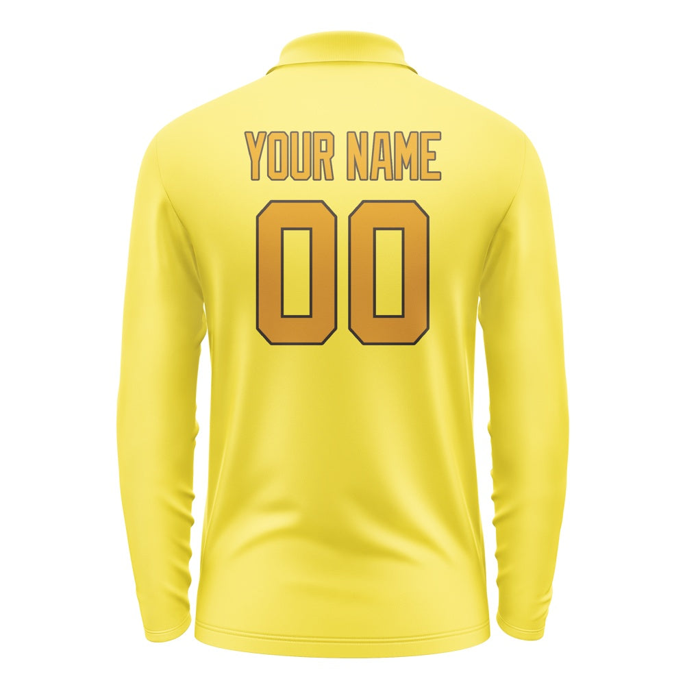 Custom Light Yellow Yellow Long Sleeve Polo Shirt