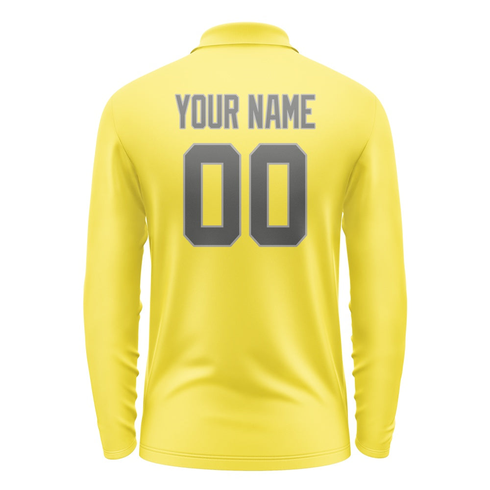 Custom Light Yellow Dark Grey Long Sleeve Polo Shirt