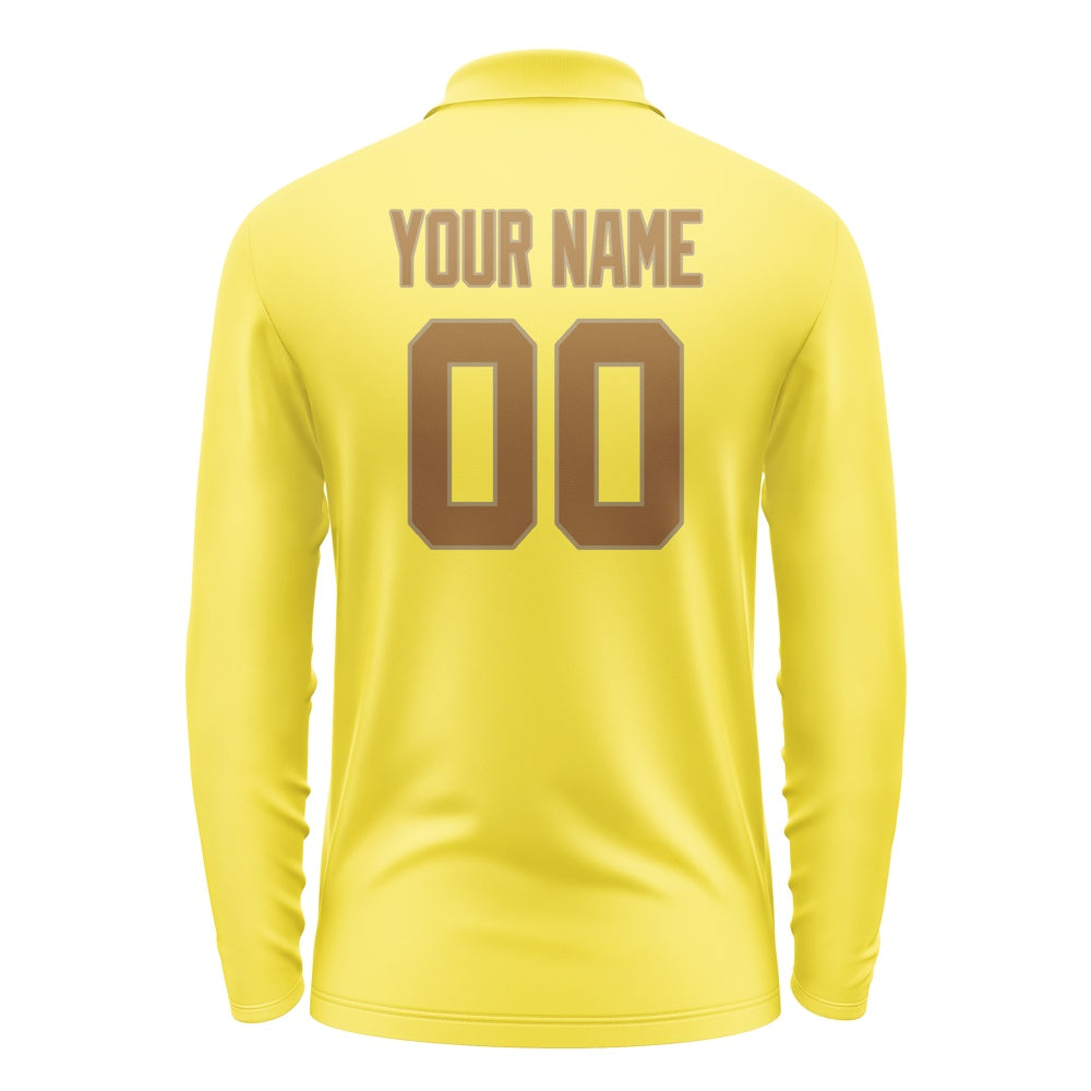 Custom Light Yellow Khaki Long Sleeve Polo Shirt