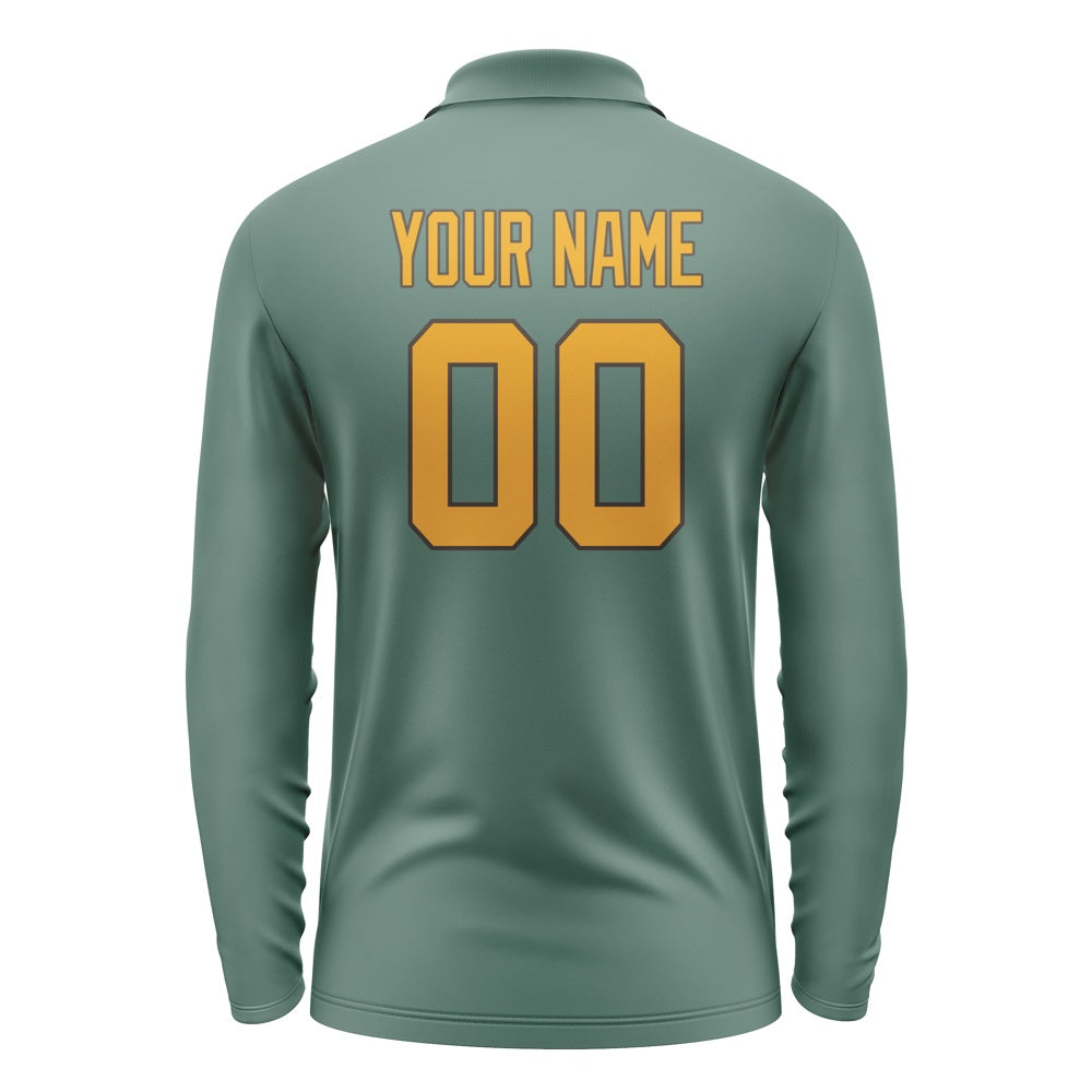 Custom Blue Green Yellow Long Sleeve Polo Shirt